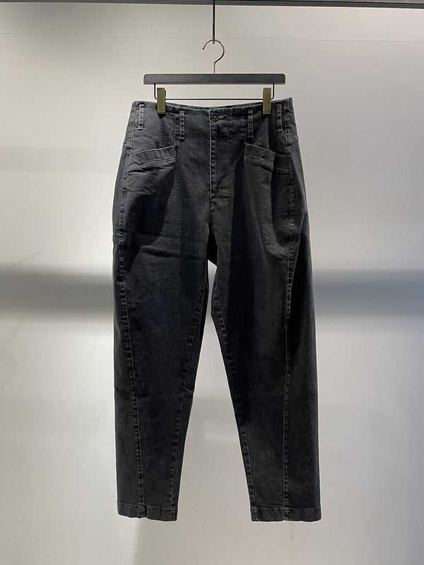 SYNGMAN CUCALA / TAPERED DENIM PANTS / USED BLACK