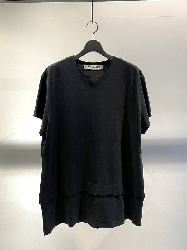 SYNGMAN CUCALA / DOUBLE LAYER T-SHIRT / BLACK