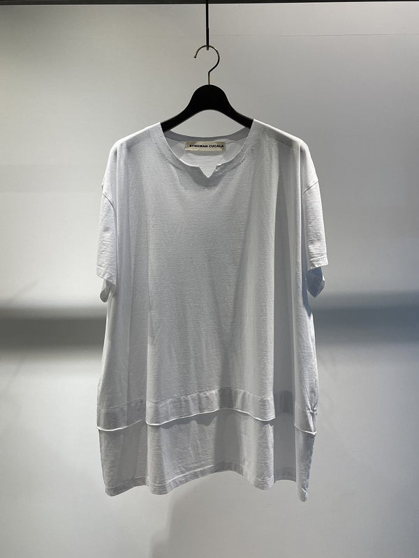 SYNGMAN CUCALA / DOUBLE LAYER T-SHIRT / WHITE